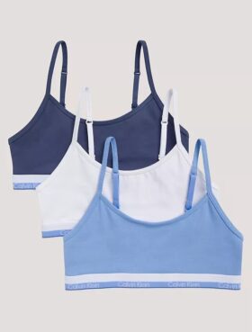 3er-Pack kurze Bralettes aus Cotton Stretch für Mädchen