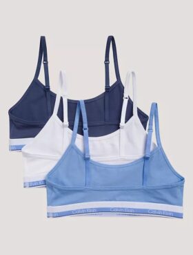 3er-Pack kurze Bralettes aus Cotton Stretch für Mädchen