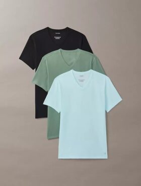 3er-Pack Slim-Fit-T-Shirts mit V-Ausschnitt aus Cotton Stretch-Mischung