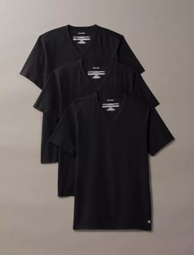 3er-Pack Slim-Fit-T-Shirts mit V-Ausschnitt aus Cotton Stretch-Mischung