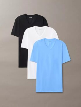 3er-Pack Slim-Fit-T-Shirts mit V-Ausschnitt aus Cotton Stretch-Mischung