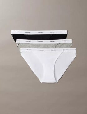 3er-Pack String-Bikini aus Cotton Stretch-Rippstoff