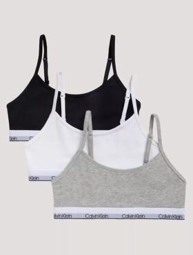3er-Pack Unlined, kurze Bralettes aus Cotton Stretch für Mädchen