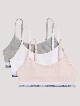 3er-Pack Unlined, kurze Bralettes aus Cotton Stretch für Mädchen