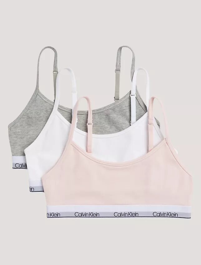 3er-Pack Unlined, kurze Bralettes aus Cotton Stretch für Mädchen 3er-Pack Unlined, kurze Bralettes aus Cotton Stretch für Mädchen