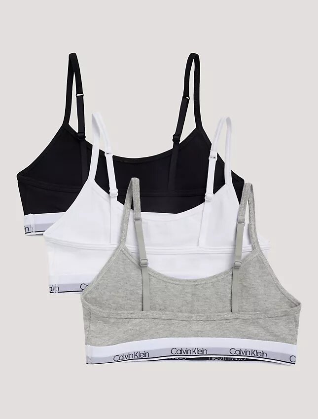 3er-Pack Unlined, kurze Bralettes aus Cotton Stretch für Mädchen 3er-Pack Unlined, kurze Bralettes aus Cotton Stretch für Mädchen