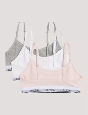 3er-Pack Unlined, kurze Bralettes aus Cotton Stretch für Mädchen
