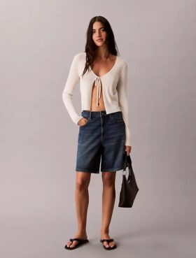 A-Linien-Denim-Jeansshorts mit umgeschlagenem Saum