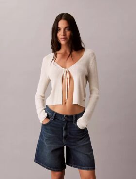 A-Linien-Denim-Jeansshorts mit umgeschlagenem Saum