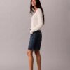A-Linien-Denim-Jeansshorts mit umgeschlagenem Saum A-Linien-Denim-Jeansshorts mit umgeschlagenem Saum
