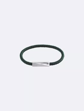 Abgeschrägtes Lederarmband mit ID-Plakette