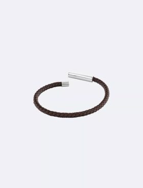 Abgeschrägtes Lederarmband mit ID-Plakette