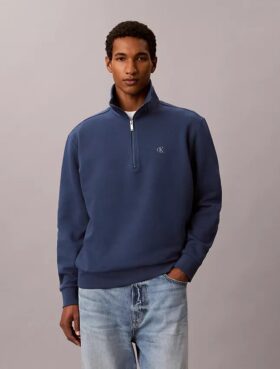 Archiv-Logo-Fleece-Sweatshirt mit Viertelreißverschluss