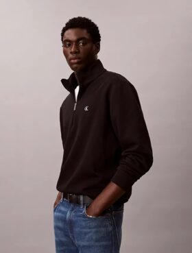 Archiv-Logo-Fleece-Sweatshirt mit Viertelreißverschluss