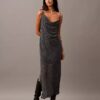 Asymmetrisches Maxikleid aus bedrucktem Chiffon