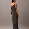 Asymmetrisches Maxikleid aus bedrucktem Chiffon