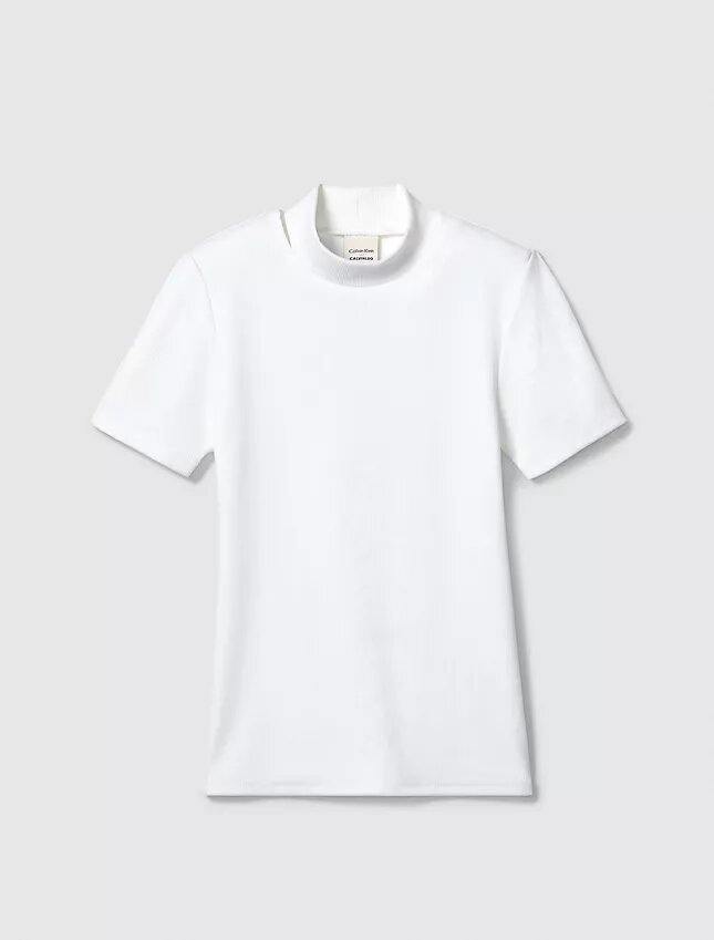 Ausgeschnittenes, schmal geschnittenes T-Shirt mit Rundhalsausschnitt Ausgeschnittenes, schmal geschnittenes T-Shirt mit Rundhalsausschnitt