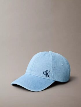 Baseballkappe aus gewaschenem Denim mit gesticktem Logo