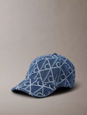 Baseballkappe mit durchgehendem Emblem-Logo aus Denim