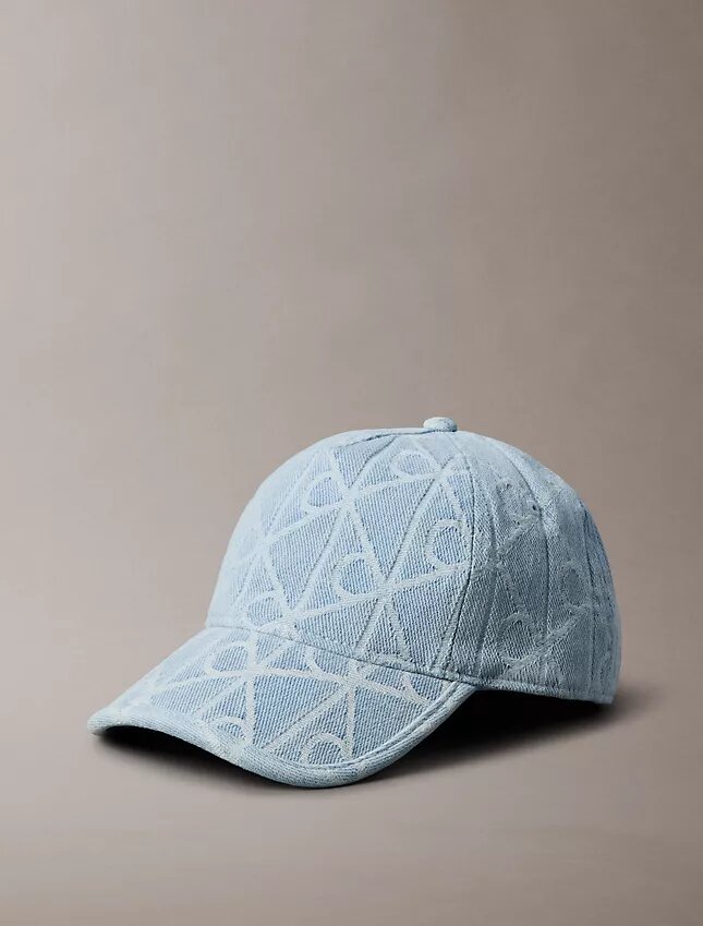 Baseballkappe mit durchgehendem Emblem-Logo aus Denim Baseballkappe mit durchgehendem Emblem-Logo aus Denim