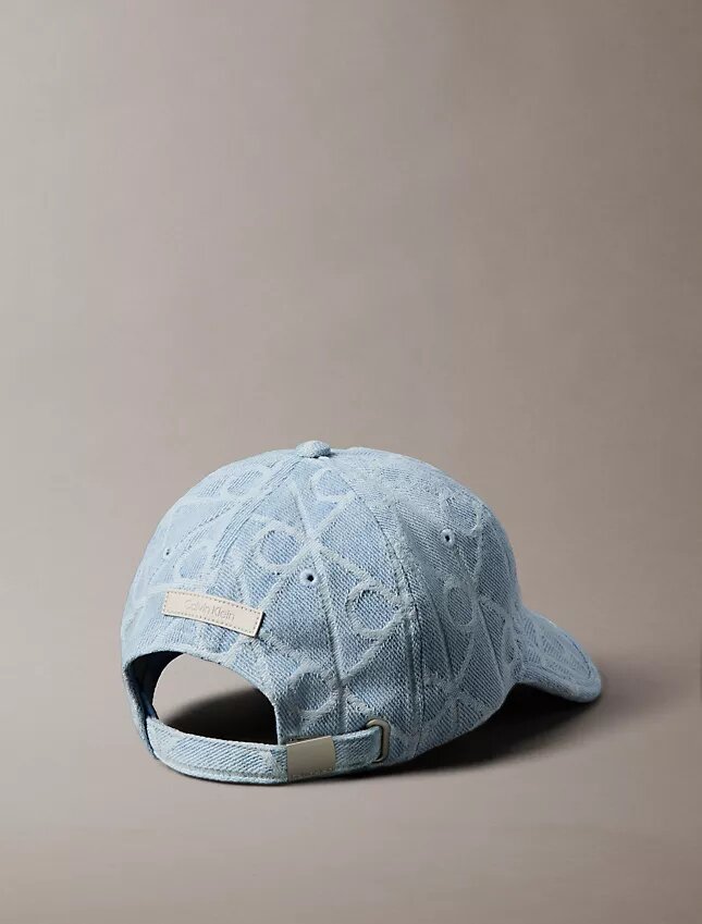 Baseballkappe mit durchgehendem Emblem-Logo aus Denim Baseballkappe mit durchgehendem Emblem-Logo aus Denim