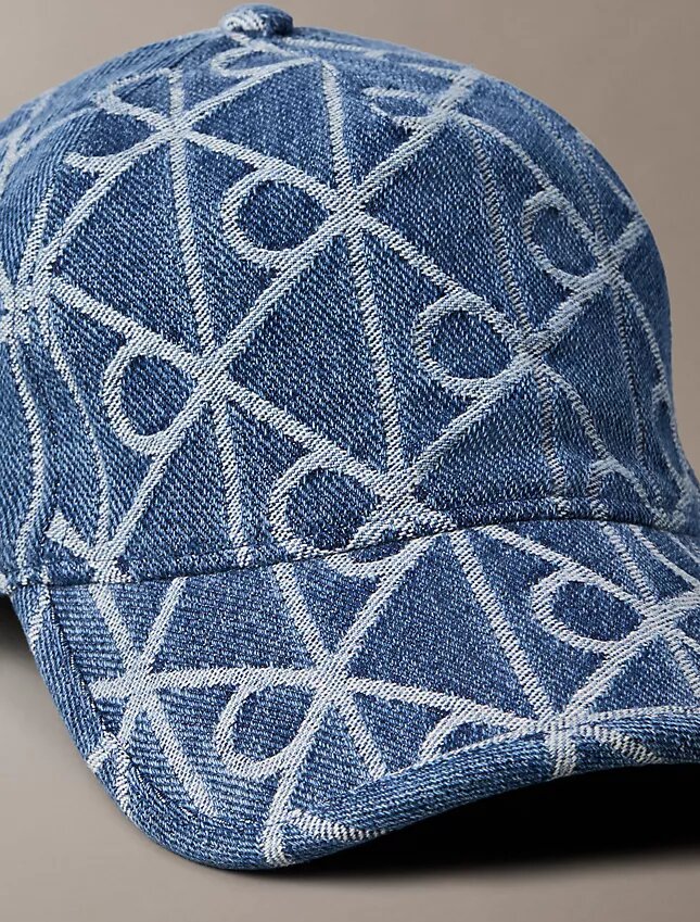 Baseballkappe mit durchgehendem Emblem-Logo aus Denim Baseballkappe mit durchgehendem Emblem-Logo aus Denim