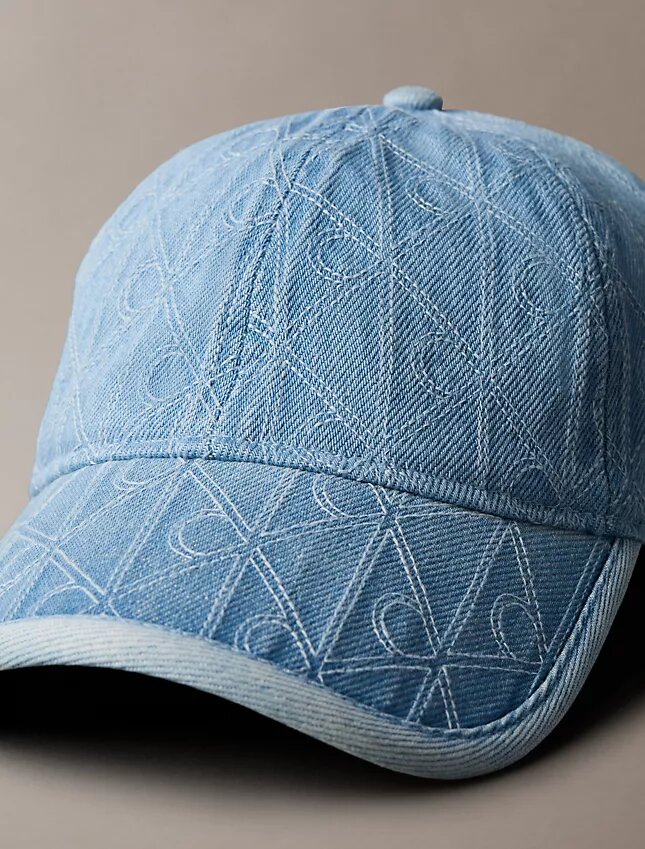 Baseballkappe mit durchgehendem Emblem-Logo aus Denim Baseballkappe mit durchgehendem Emblem-Logo aus Denim
