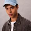 Baseballkappe mit durchgehendem Emblem-Logo aus Denim Baseballkappe mit durchgehendem Emblem-Logo aus Denim