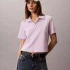 Baumwoll-Polo-Shirt mit konturierten Rippbündchen Baumwoll-Polo-Shirt mit konturierten Rippbündchen