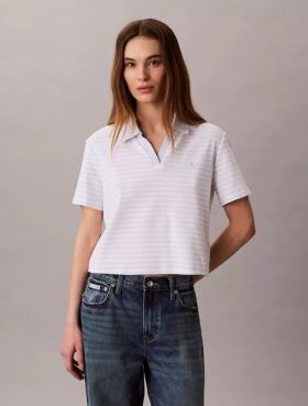Baumwoll-Polo-Shirt mit konturierten Rippbündchen