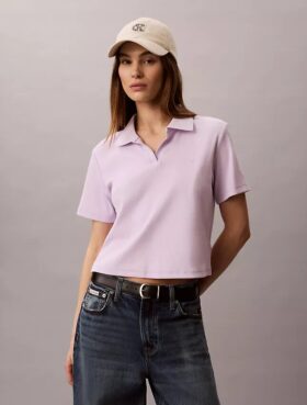 Baumwoll-Polo-Shirt mit konturierten Rippbündchen