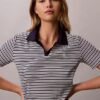Baumwoll-Polo-Shirt mit konturierten Rippbündchen Baumwoll-Polo-Shirt mit konturierten Rippbündchen