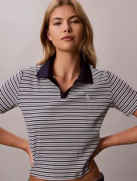 Baumwoll-Polo-Shirt mit konturierten Rippbündchen