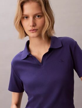 Baumwoll-Polo-Shirt mit konturierten Rippbündchen