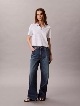 Baumwoll-Polo-Shirt mit konturierten Rippbündchen