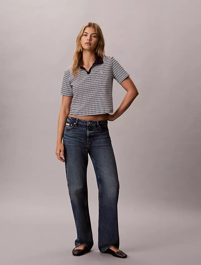 Baumwoll-Polo-Shirt mit konturierten Rippbündchen Baumwoll-Polo-Shirt mit konturierten Rippbündchen