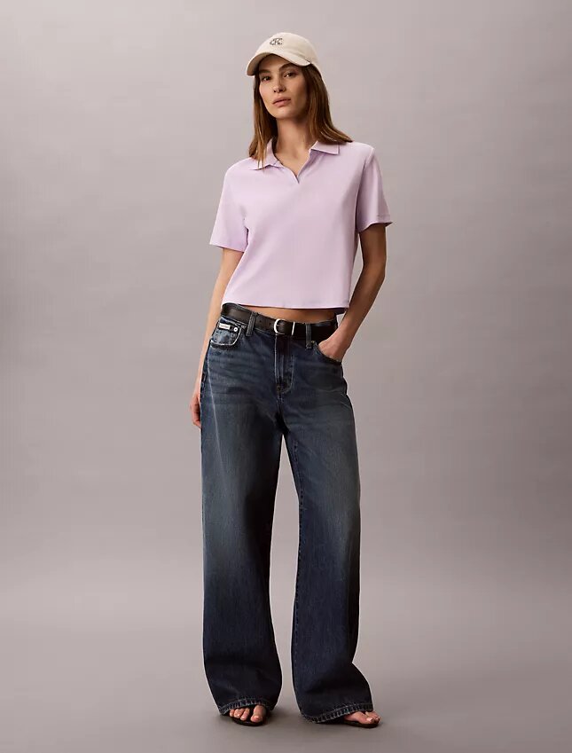 Baumwoll-Polo-Shirt mit konturierten Rippbündchen Baumwoll-Polo-Shirt mit konturierten Rippbündchen