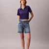 Baumwoll-Polo-Shirt mit konturierten Rippbündchen Baumwoll-Polo-Shirt mit konturierten Rippbündchen