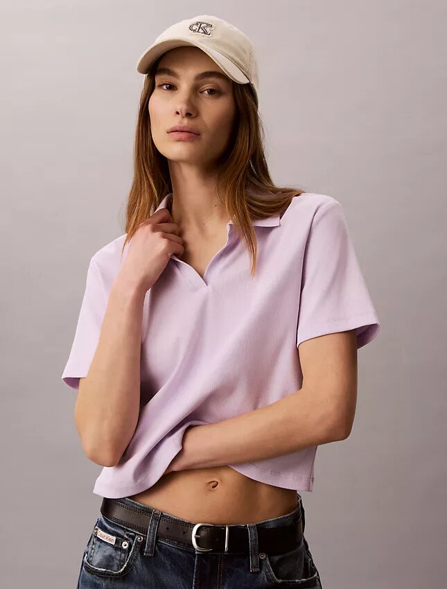 Baumwoll-Polo-Shirt mit konturierten Rippbündchen Baumwoll-Polo-Shirt mit konturierten Rippbündchen