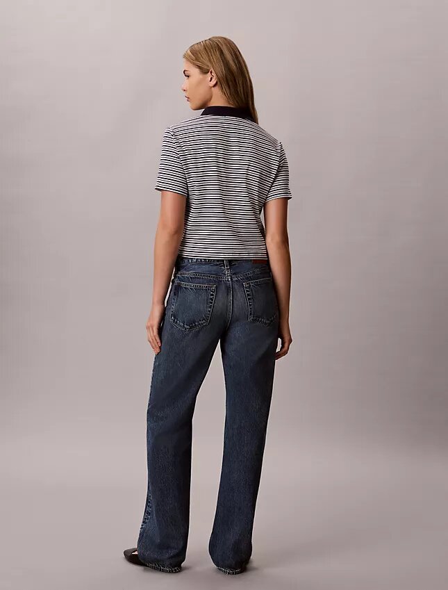 Baumwoll-Polo-Shirt mit konturierten Rippbündchen Baumwoll-Polo-Shirt mit konturierten Rippbündchen