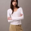 Baumwoll-T-Shirt mit geripptem U-Ausschnitt Baumwoll-T-Shirt mit geripptem U-Ausschnitt