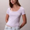 Baumwoll-T-Shirt mit Konturrippen