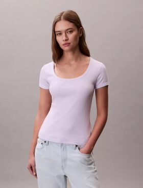 Baumwoll-T-Shirt mit Konturrippen