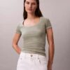 Baumwoll-T-Shirt mit Konturrippen