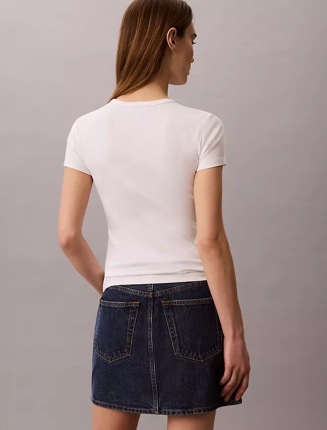 Baumwoll-T-Shirt mit Konturrippen Baumwoll-T-Shirt mit Konturrippen