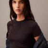 Baumwoll-T-Shirt mit Konturrippen Baumwoll-T-Shirt mit Konturrippen