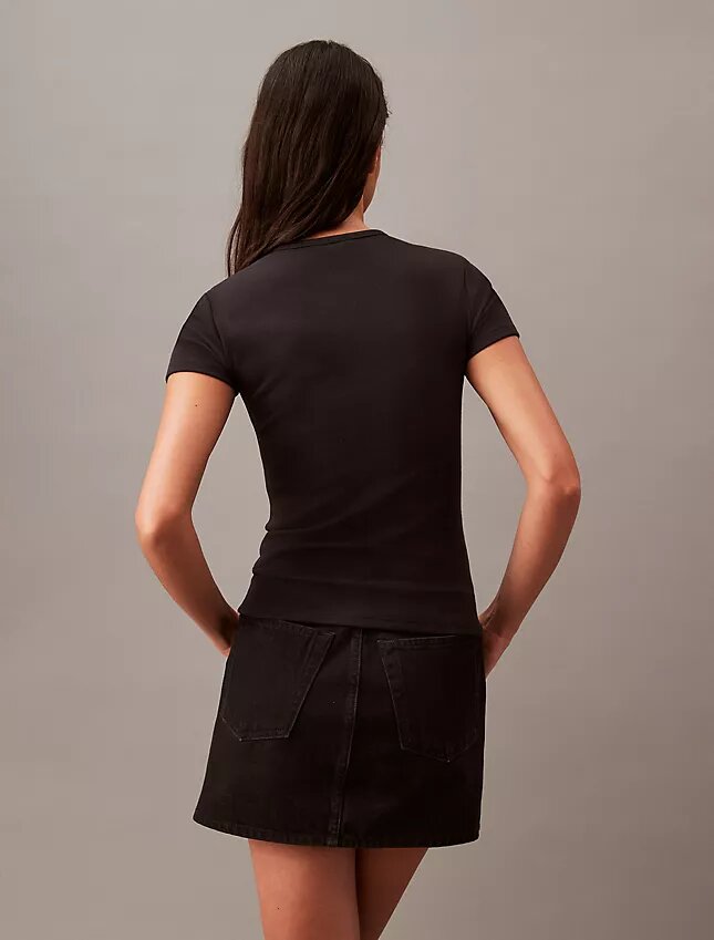 Baumwoll-T-Shirt mit Konturrippen Baumwoll-T-Shirt mit Konturrippen
