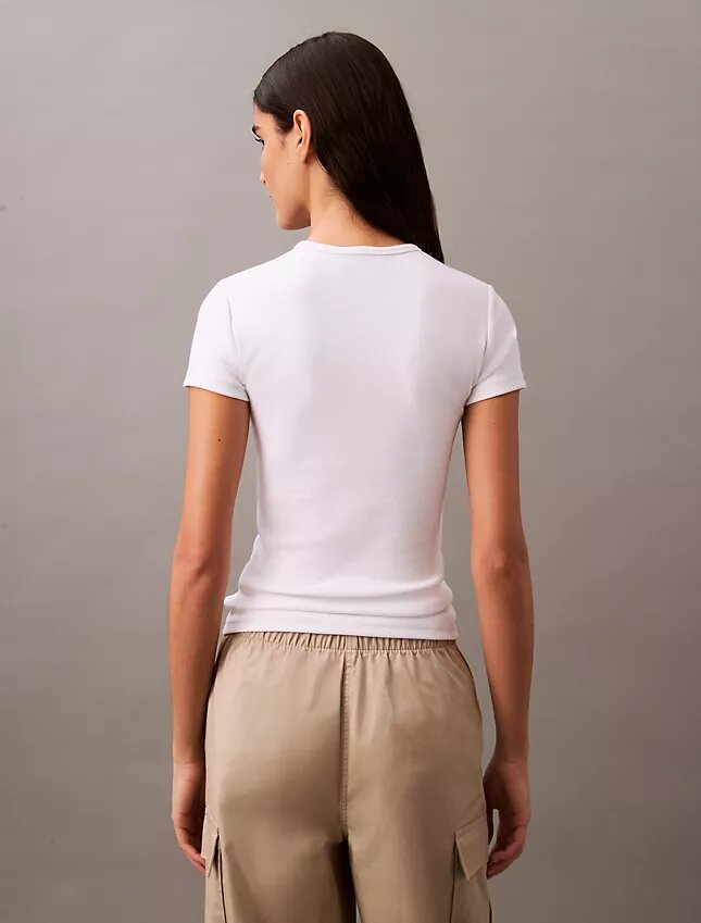 Baumwoll-T-Shirt mit Konturrippen Baumwoll-T-Shirt mit Konturrippen