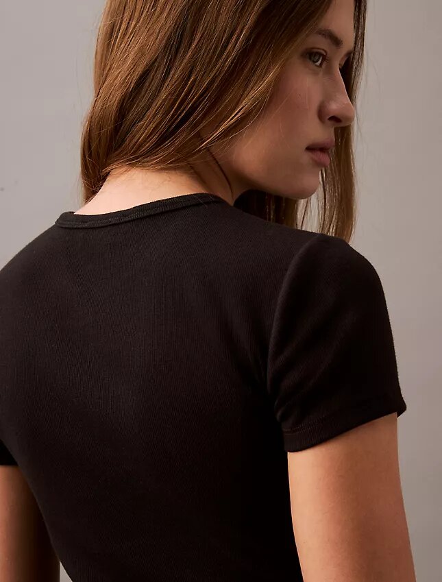 Baumwoll-T-Shirt mit Konturrippen Baumwoll-T-Shirt mit Konturrippen