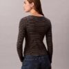 Baumwoll-T-Shirt mit U-Ausschnitt und Konturripp